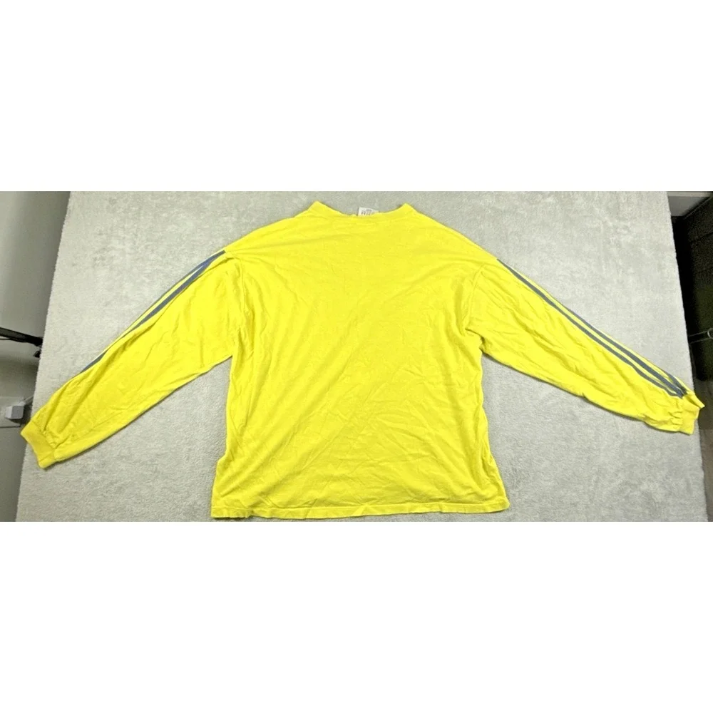 Vintage 90s/Y2K adidas Men's 3 Stripes‎ Performance Long Sleeve Shirt Yellow L